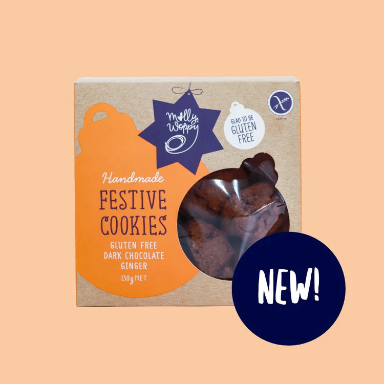 Molly Woppy | Festive Dark Choc & Ginger Gluten Free Cookies - Boxed