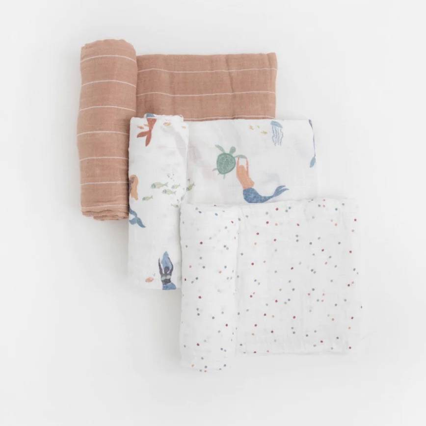 Little Unicorn | Cotton Muslin Swaddle - Mermaid 3pk