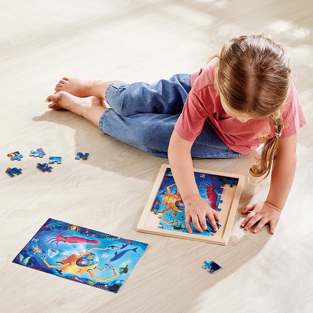 Hape | Double Sided 48pc Colouring Puzzle - Ocean Rescue