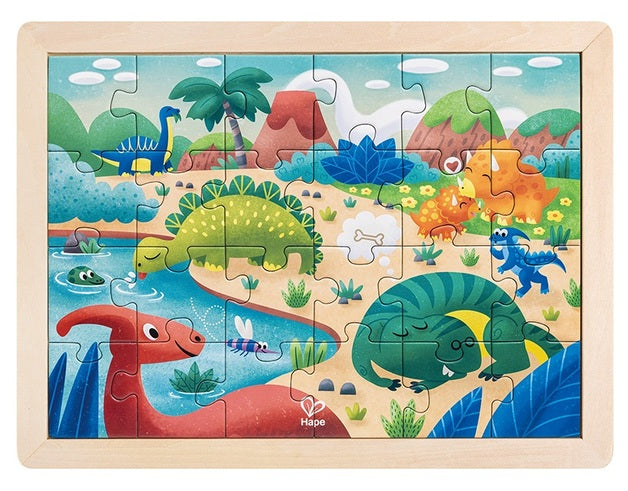 Hape | Double Sided 24pc Colouring Puzzle - Dinosaurs