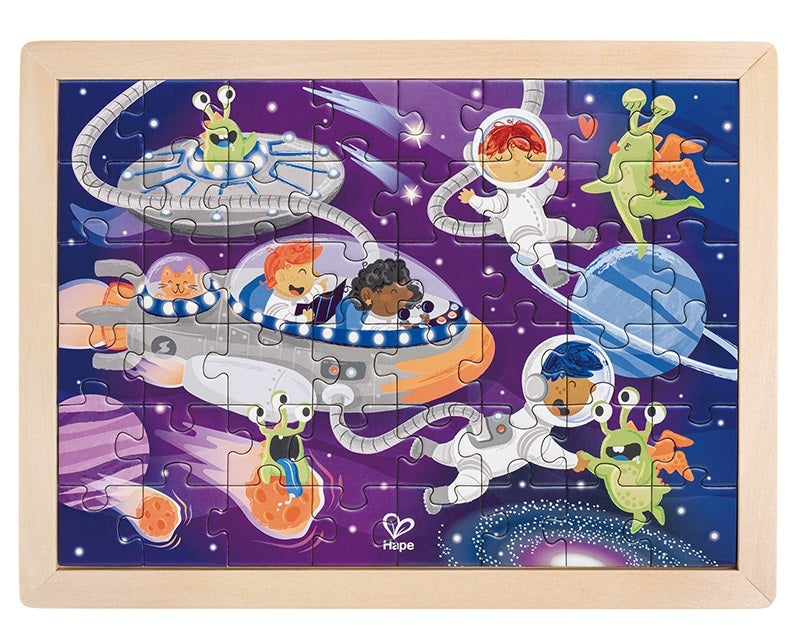 Hape | Double Sided 48pc Colouring Puzzle - Space Friends
