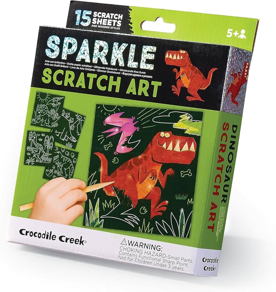 Crocodile Creek | Sparkle Scratch Art - Dinosaur