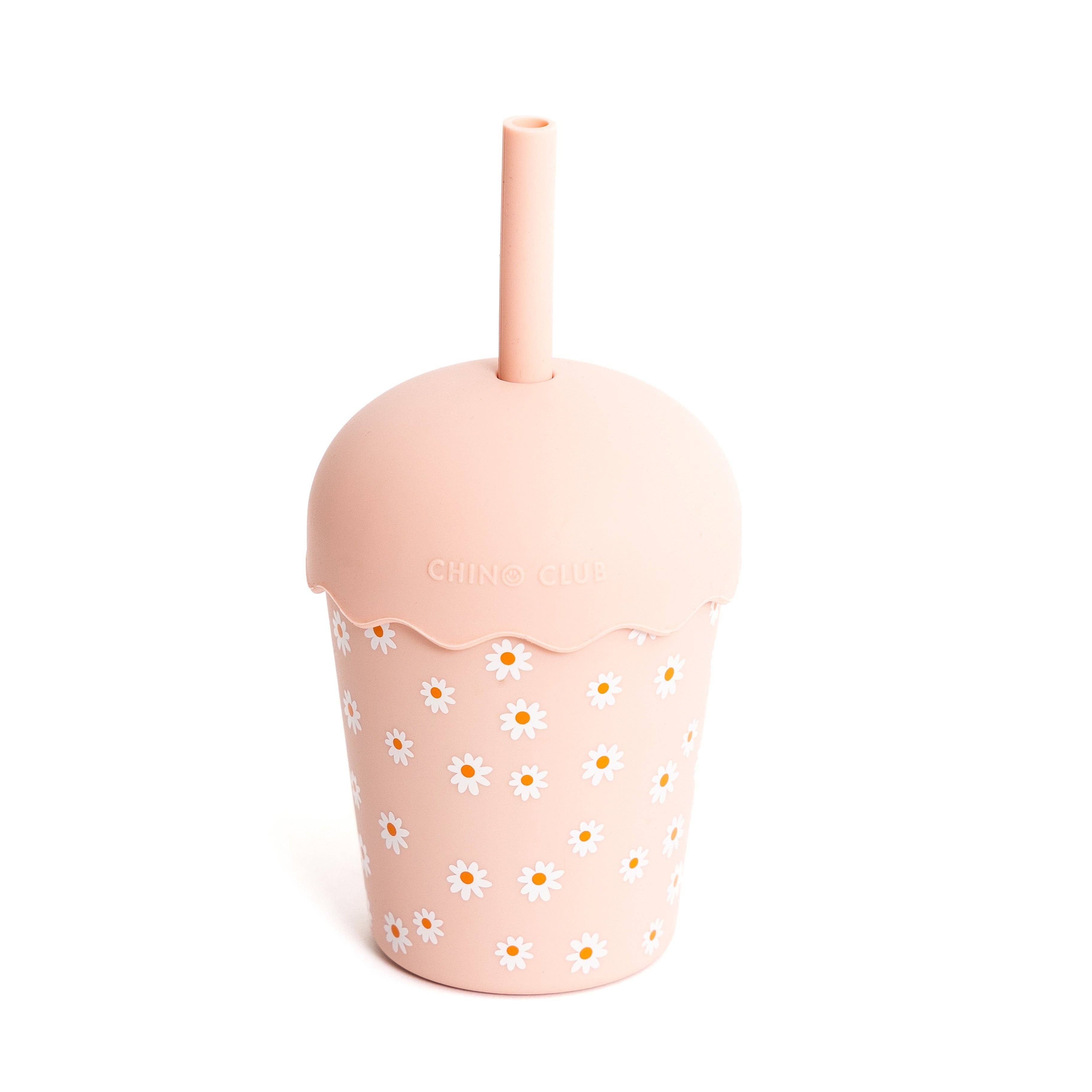 Chino Club | Pink Daisy - Mini Smoothie Cup & Straw 200ml