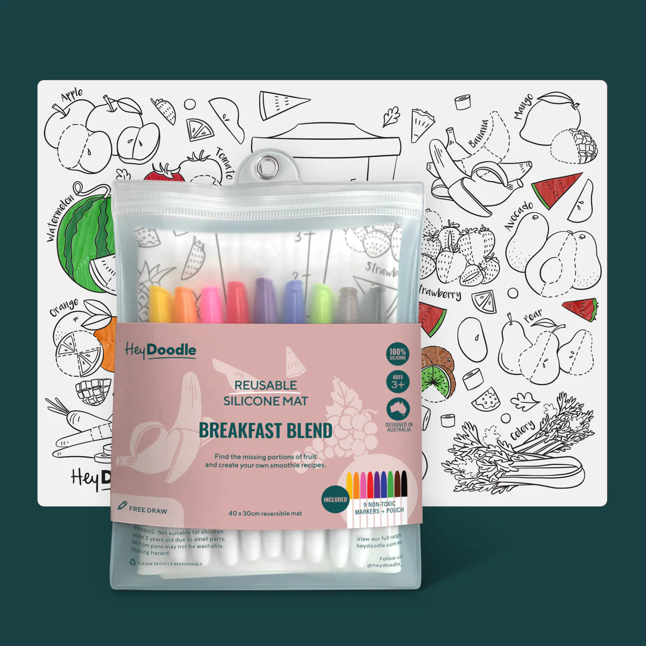 Hey Doodle | Large Colouring & Doodle Playmat - Breakfast Blend