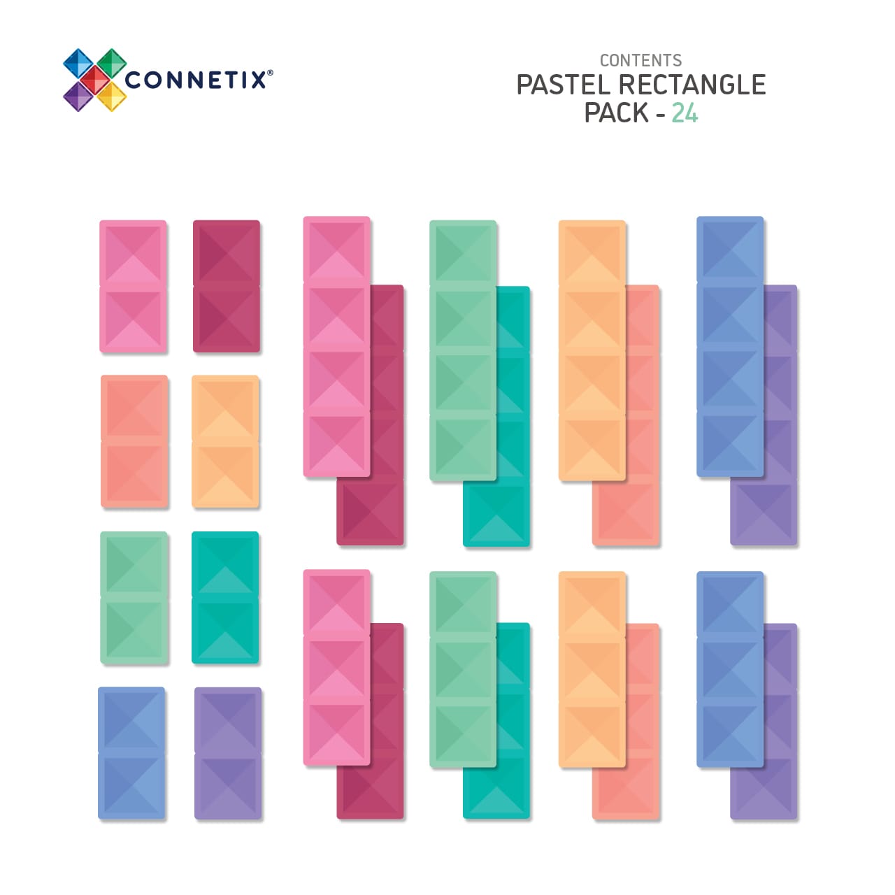 Connetix | Pastel Rectangle Pack - 24 pc