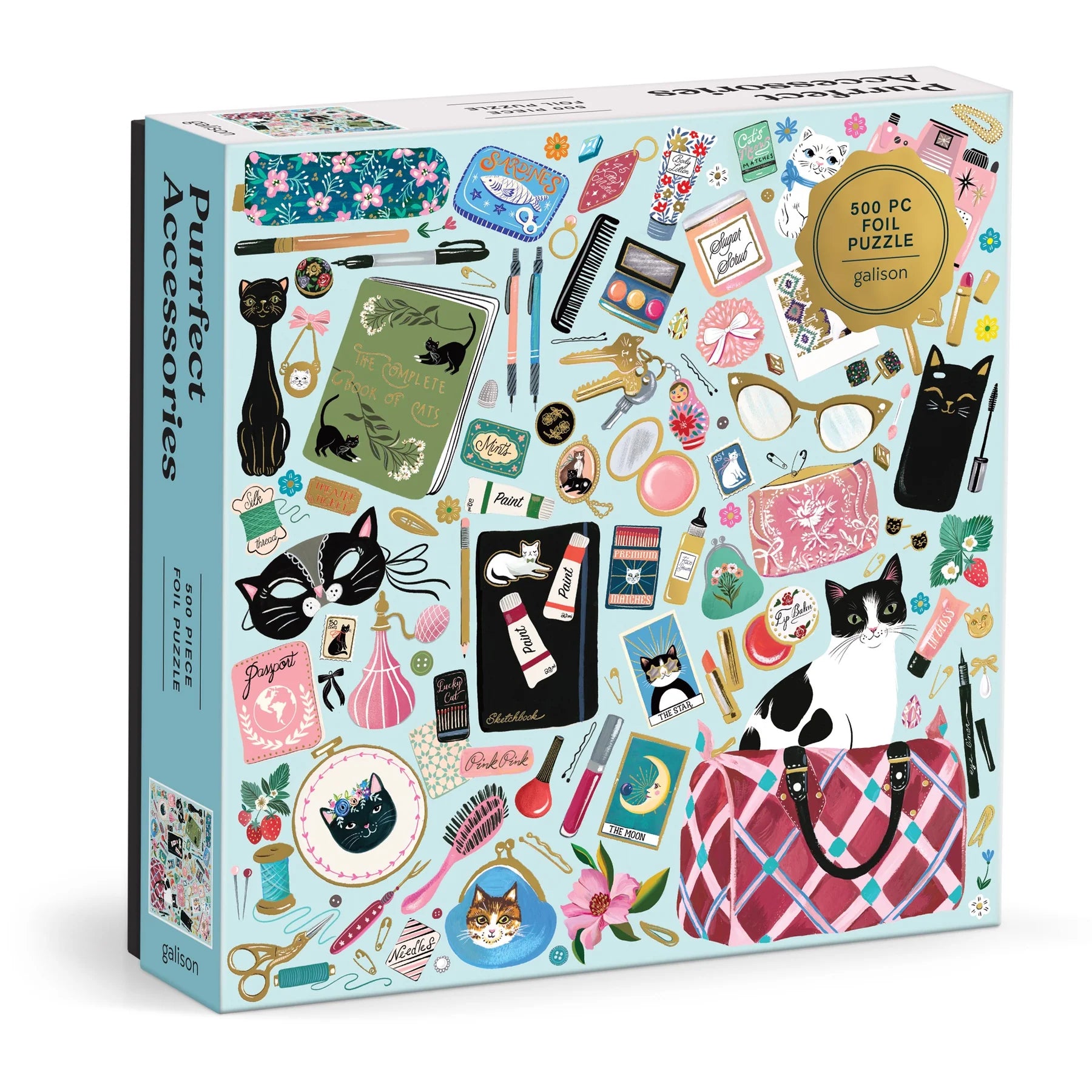 Galison | 500pc Foil Puzzle - Purrfect Accessories