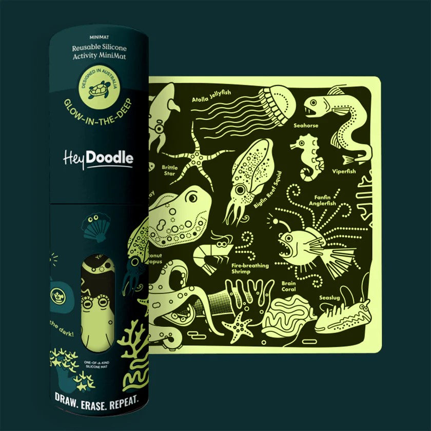 Hey Doodle | Mini Colouring & Doodle Playmat - Glow in the Deep
