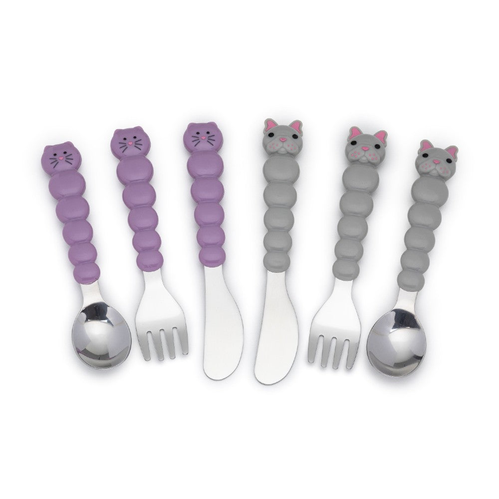 Melii | Utensil Set 6pc - Purple & Grey