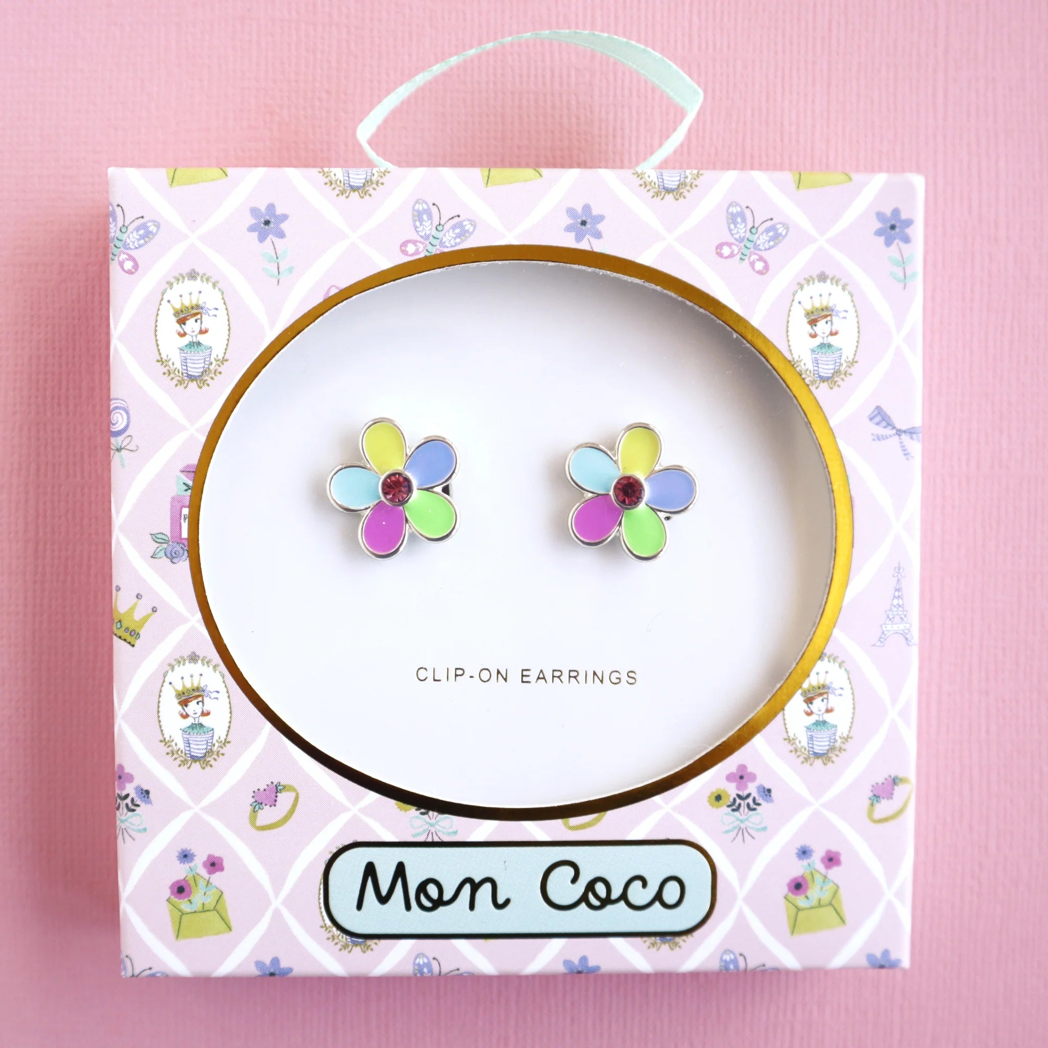 Mon Coco | Clip on Earrings - Rainbow Flower