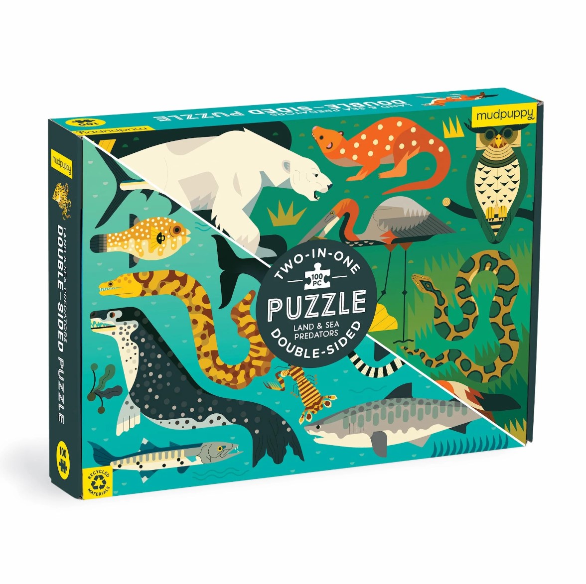 Mud Puppy | Double Sided Puzzle 100pc - Land & Sea Predators