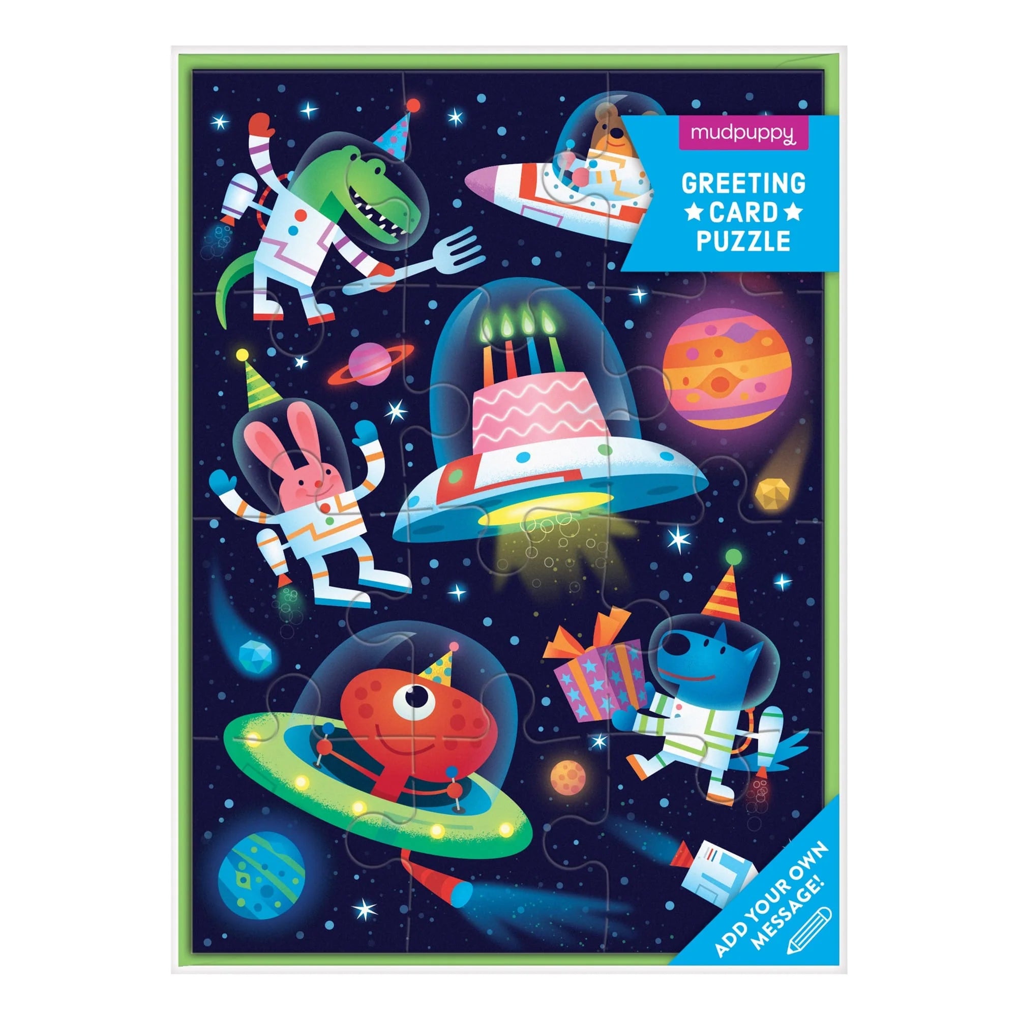Mud Puppy | 12pc Puzzle Greeting Card - Cosmic Party