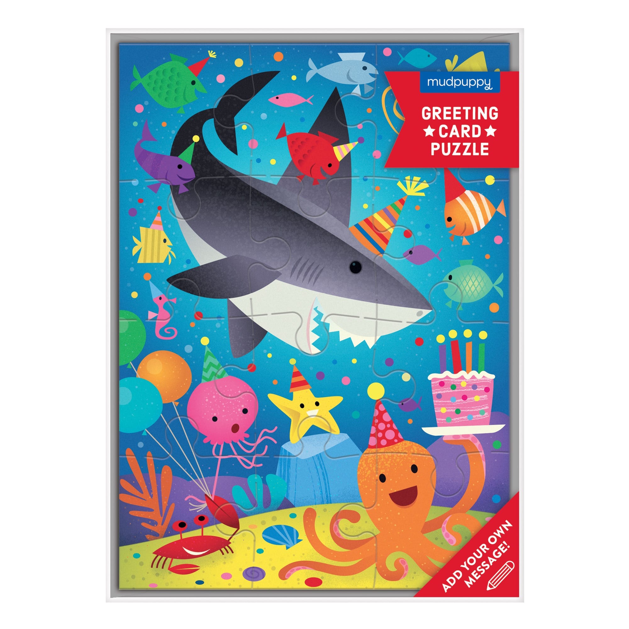 Mud Puppy | 12pc Puzzle Greeting Card - Shark Party