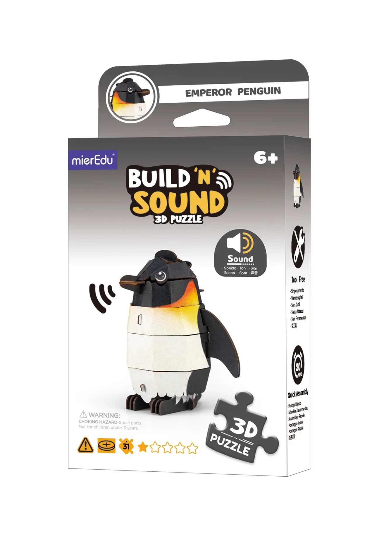 mierEdu | Build 'n' Sound 3D Puzzle - Emperor Penguin