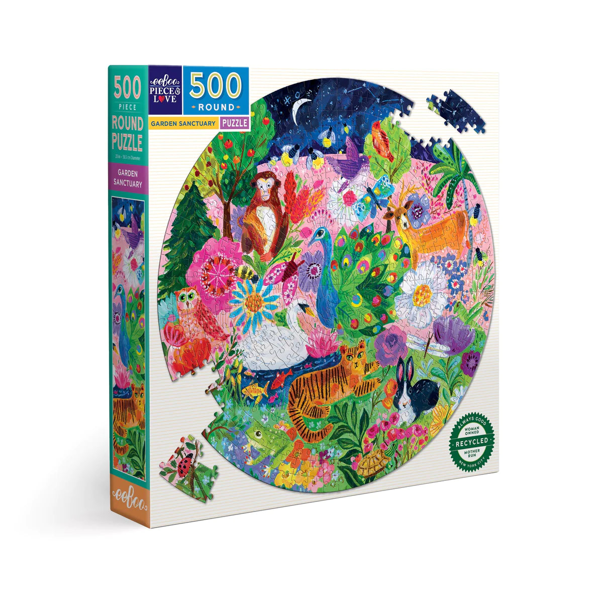 eeBoo | 500pc Round Puzzle - Garden Sanctuary