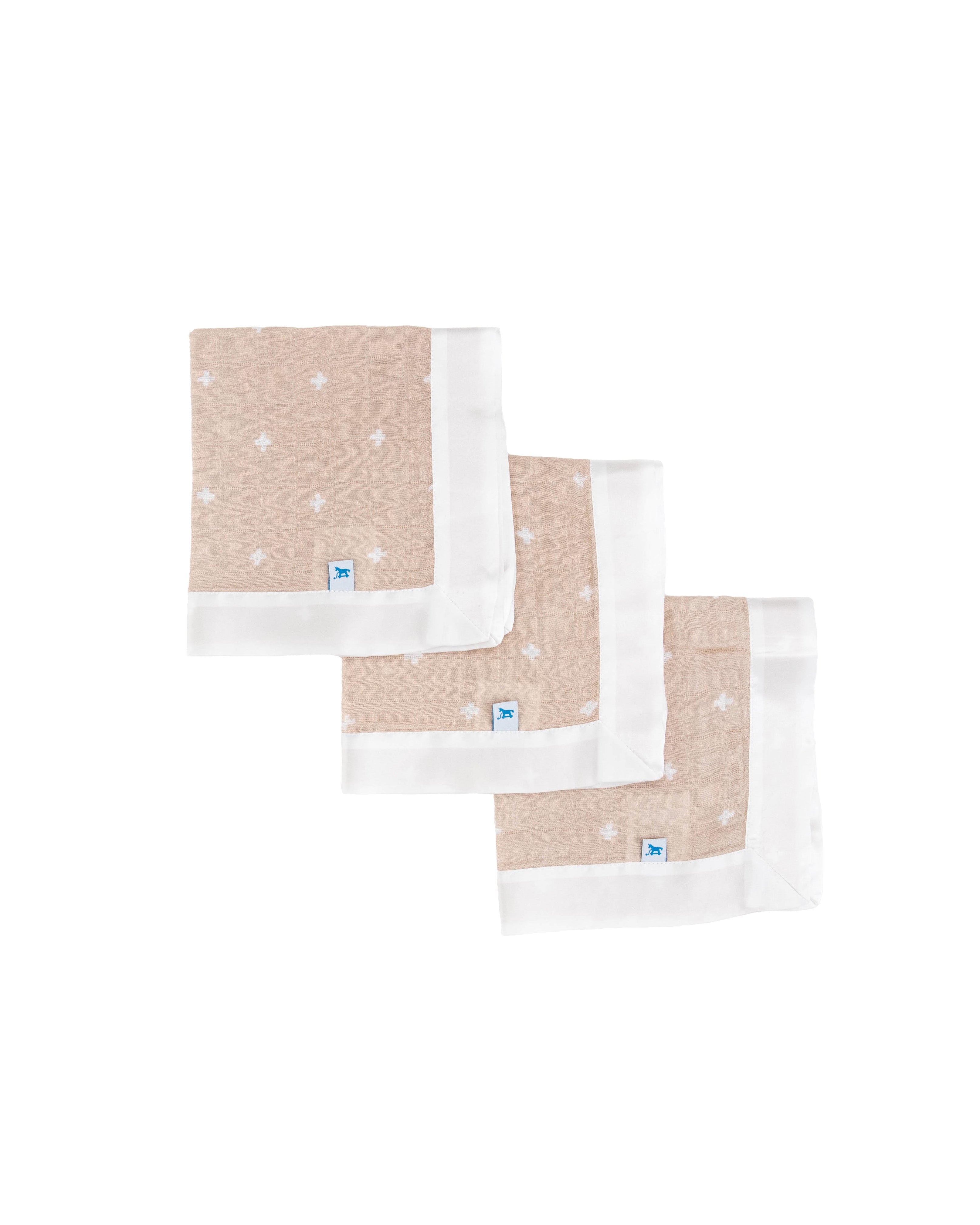 Little Unicorn | Cotton Muslin Security Blanket 3pk - Taupe Cross