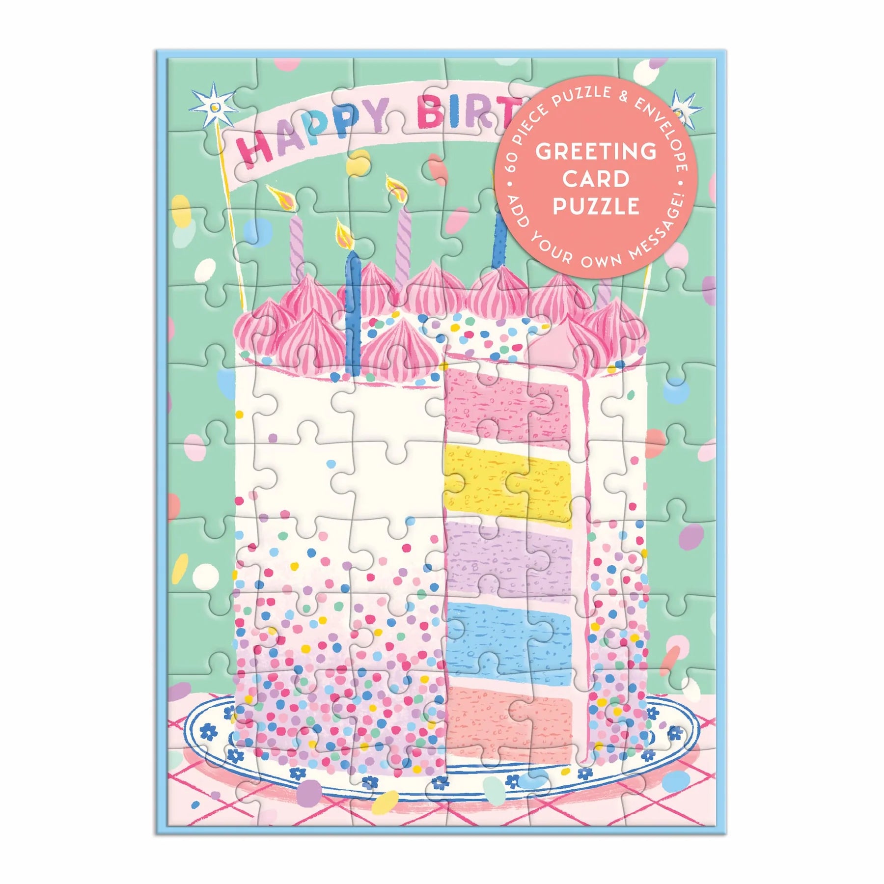Galison | Confetti Birthday Cake Greeting Card Puzzle