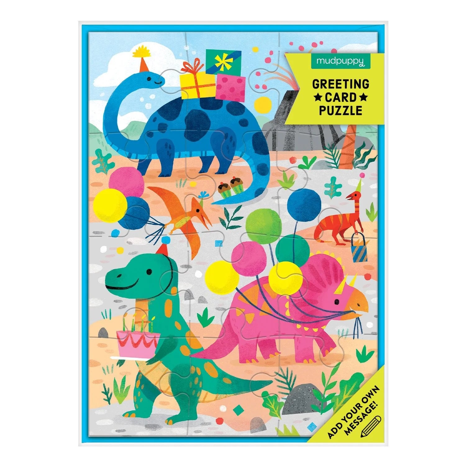 Mud Puppy | 12pc Puzzle Greeting Card - Dino Party