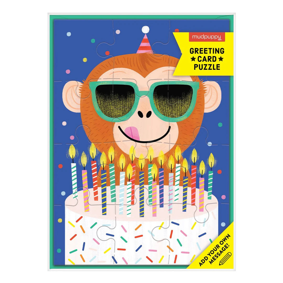 Mud Puppy | 12pc Puzzle Greeting Card - Monkey Cake