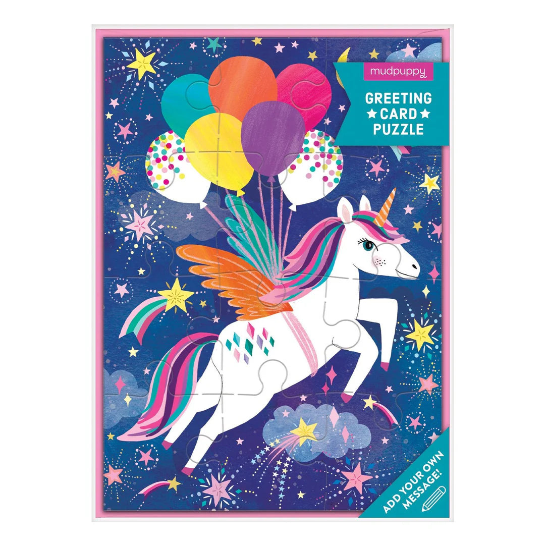 Mud Puppy | 12pc Puzzle Greeting Card - Unicorn Party