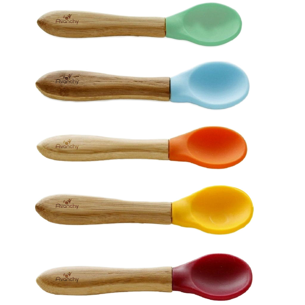 Avanchy | Bamboo & Silicone Baby Spoon | 5 pack