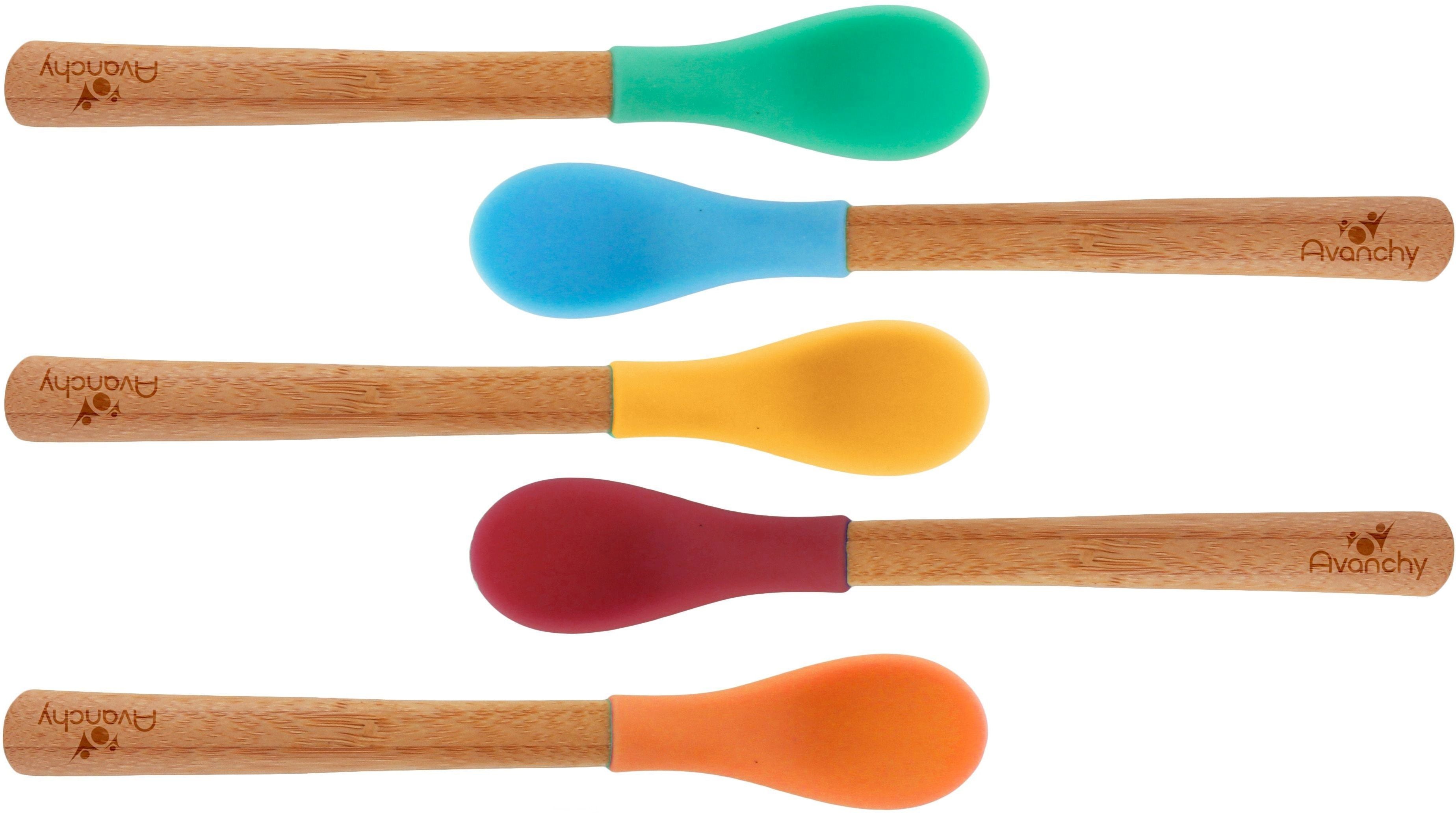 Avanchy | Bamboo & Silicone Infant Spoon | 5 pack