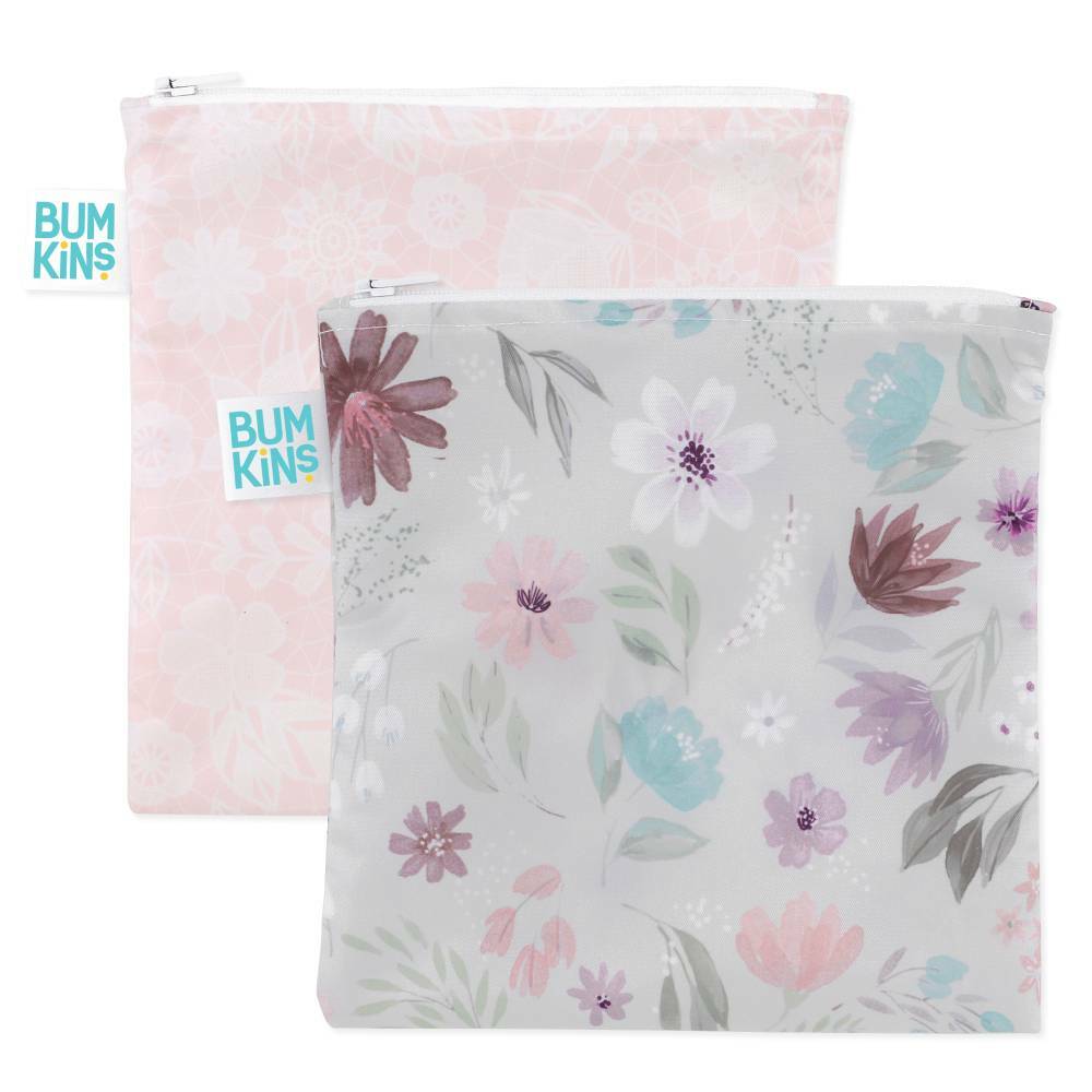 Bumkins | Large Snack Bag - Floral & Lace 2pk