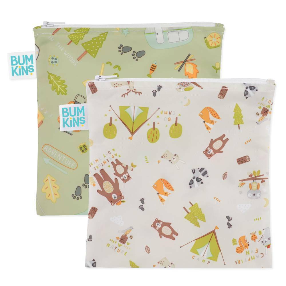 Bumkins | Large Snack Bag - Happy Campers 2pk