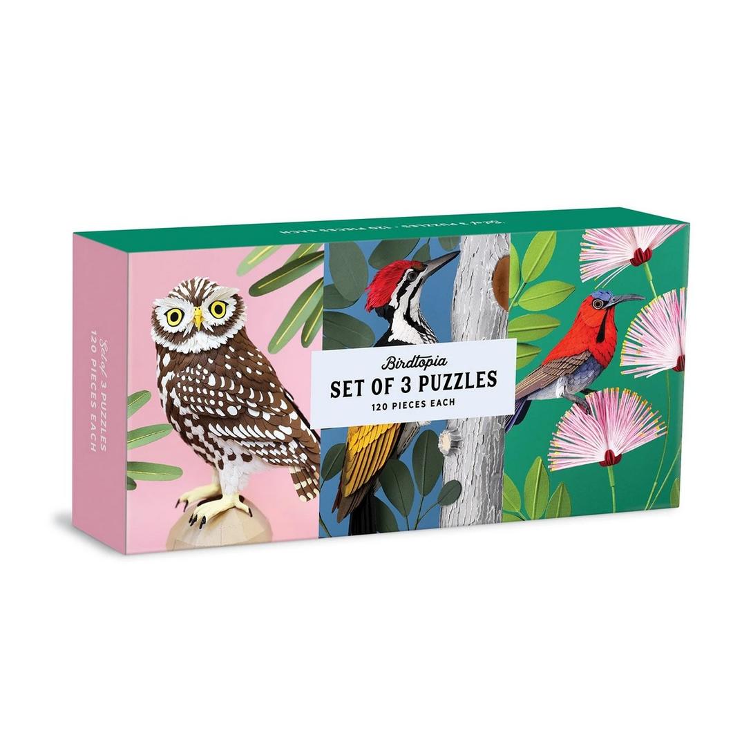Galison | 3x 120pc Puzzle Set - Birdtopia