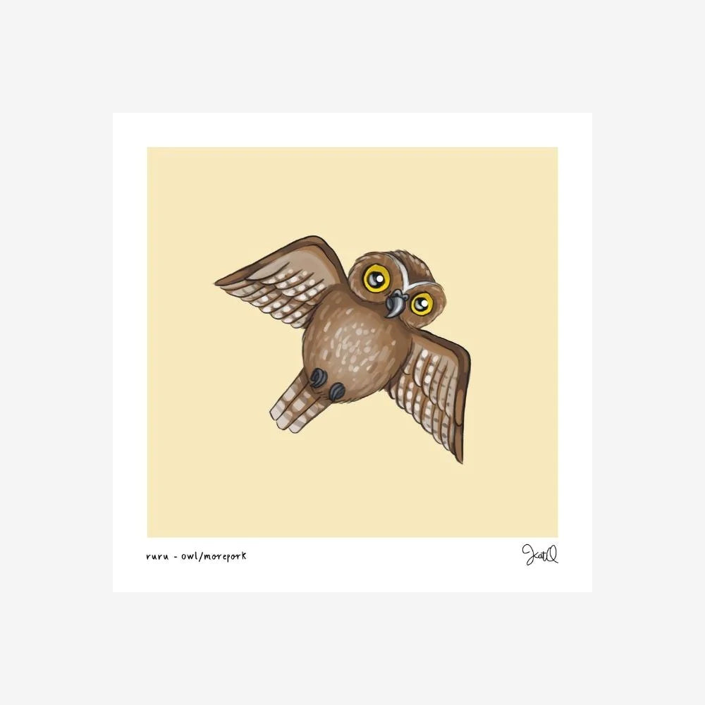 Illustrated Kat | Print - Ruru - Owl/Morepork