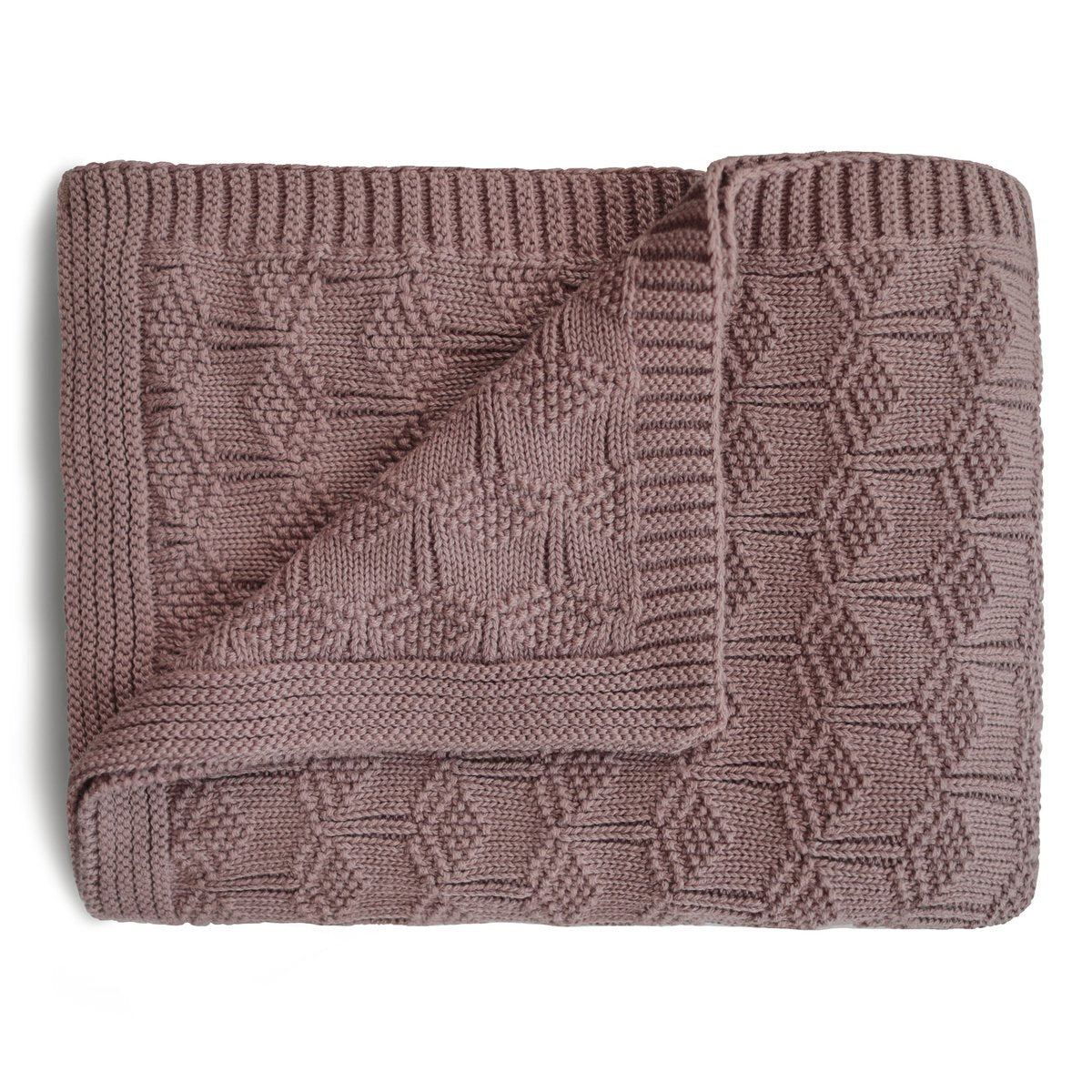 Mushie | Knitted Honeycomb Baby Blanket - Desert Rose