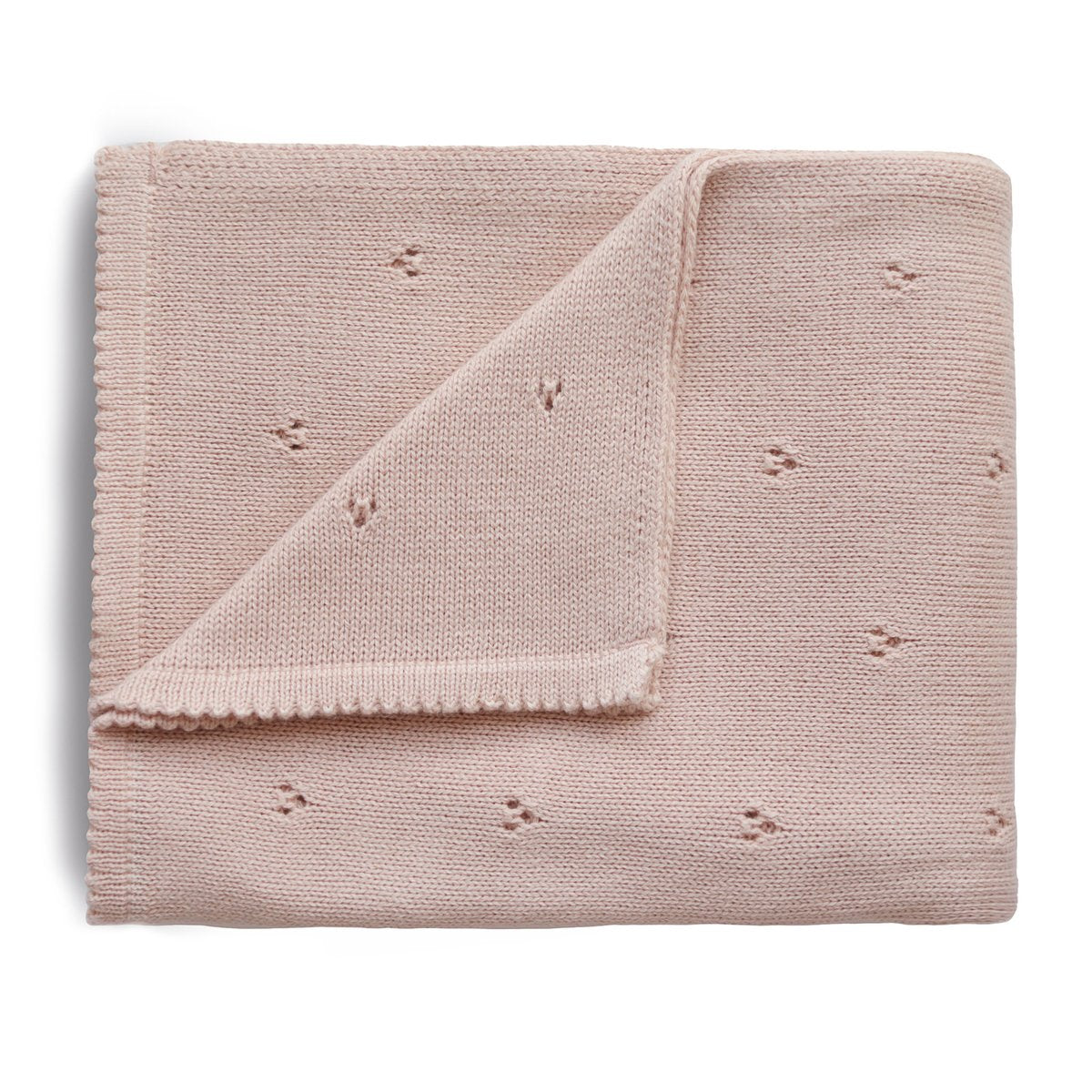 Mushie | Knitted Pointelle Baby Blanket - Blush