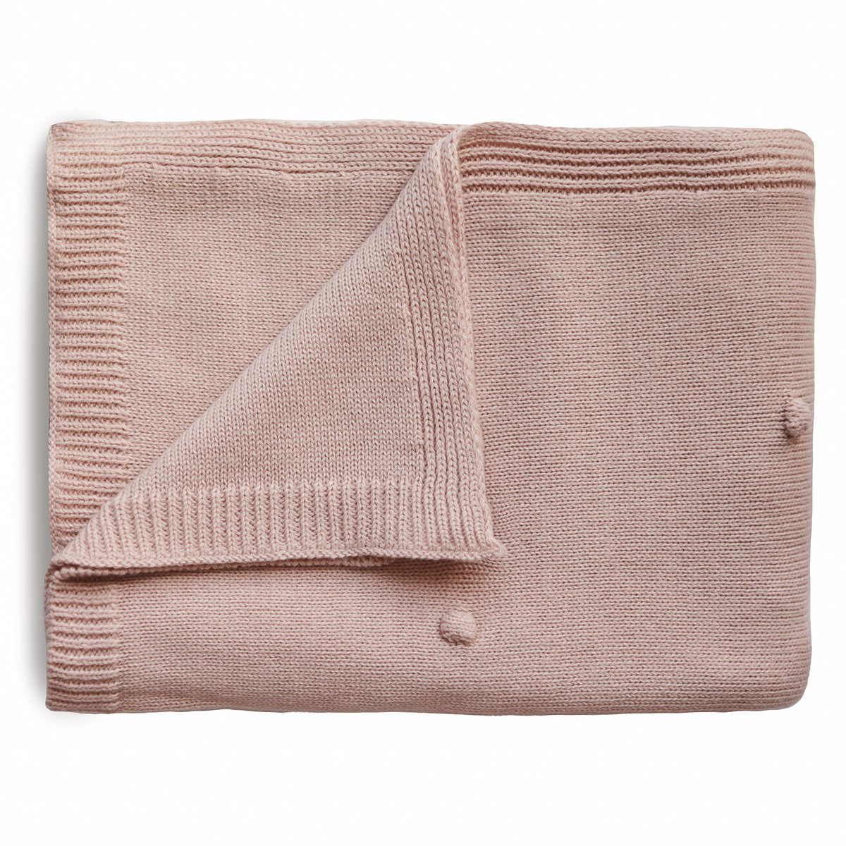 Mushie | Knitted Textured Dots Baby Blanket - Blush