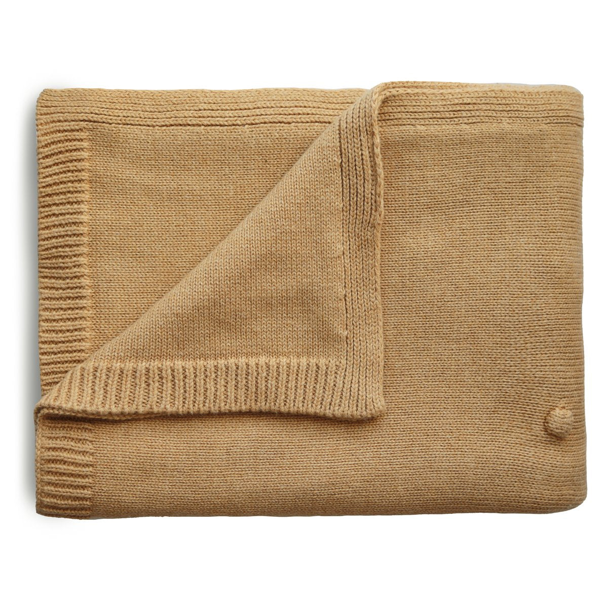 Mushie | Knitted Textured Dots Baby Blanket - Mustard Melange