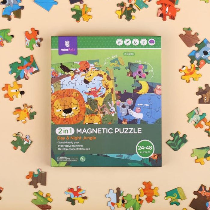 mierEdu | 2 in 1 Magnetic Puzzle - Day & Night Jungle