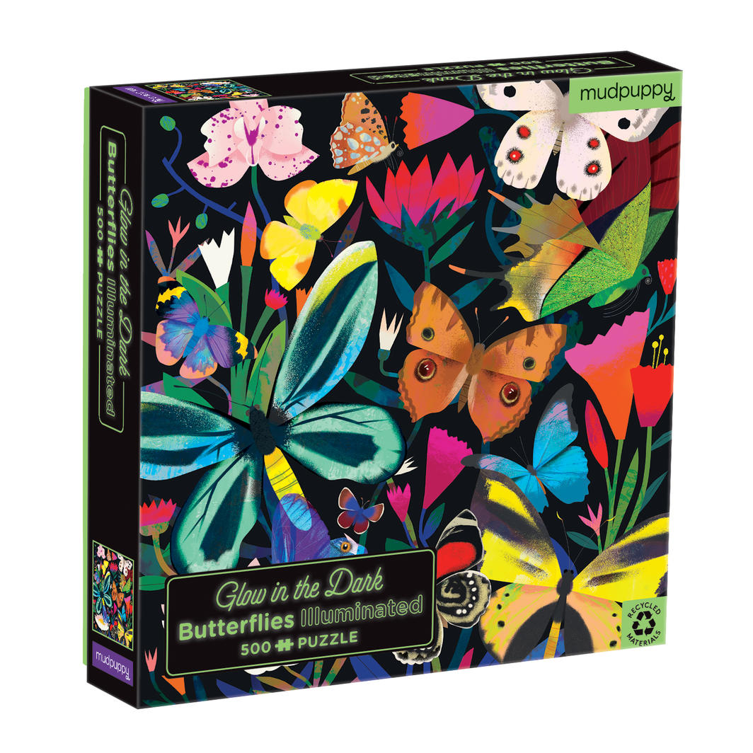 Mud Puppy | Butterflies Illuminated - 500pc Glow in the Dark Puzzle