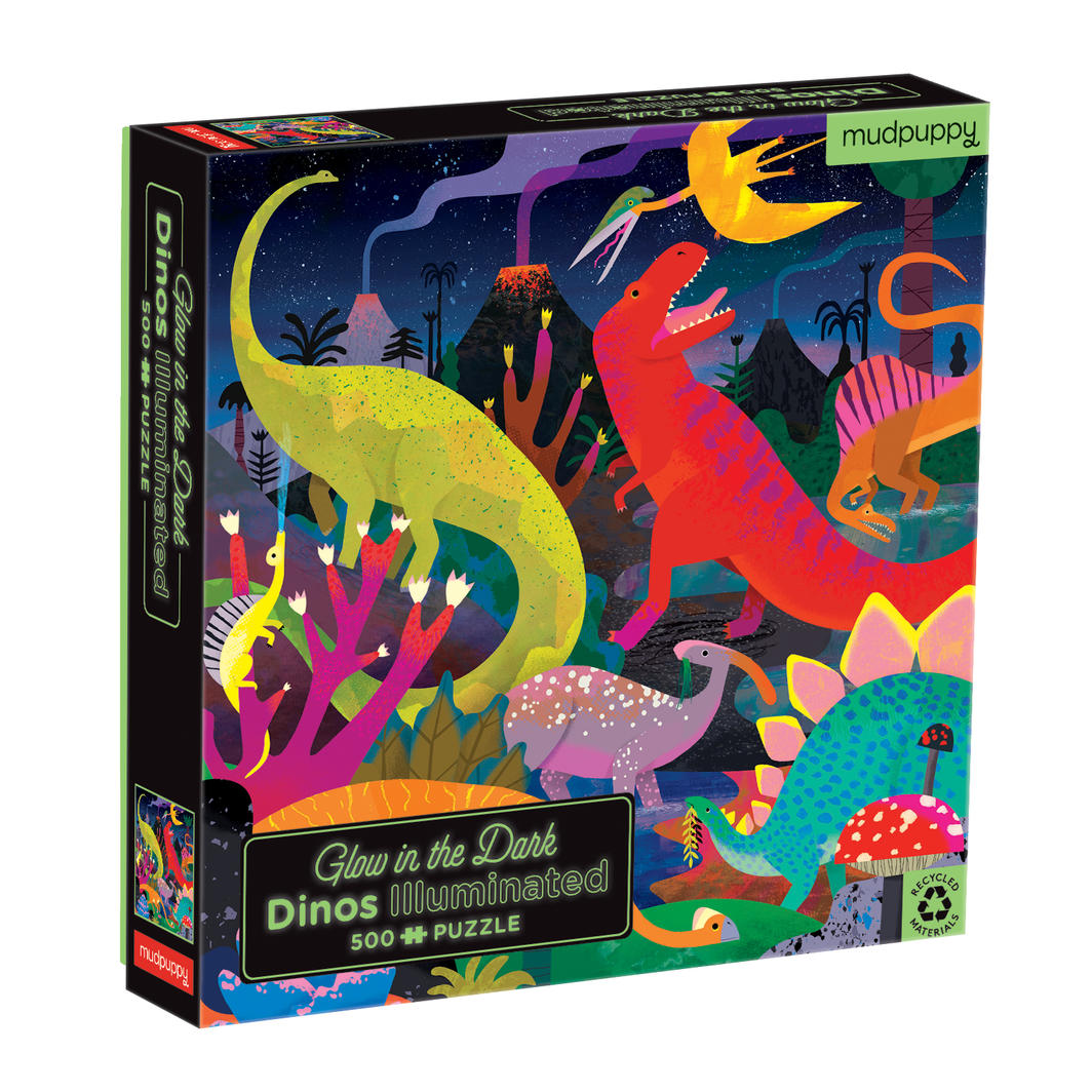 Mud Puppy | Dinosaur Illuminated - 500pc Glow in the Dark Puzzle