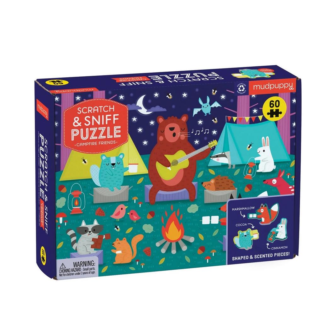 Mud Puppy | Scratch & Sniff 60pc Puzzle - Campfire Friends