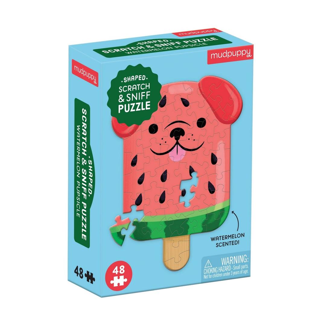 Mud Puppy | 48pc Mini Scratch & Sniff Puzzle - Watermelon Pupsicle