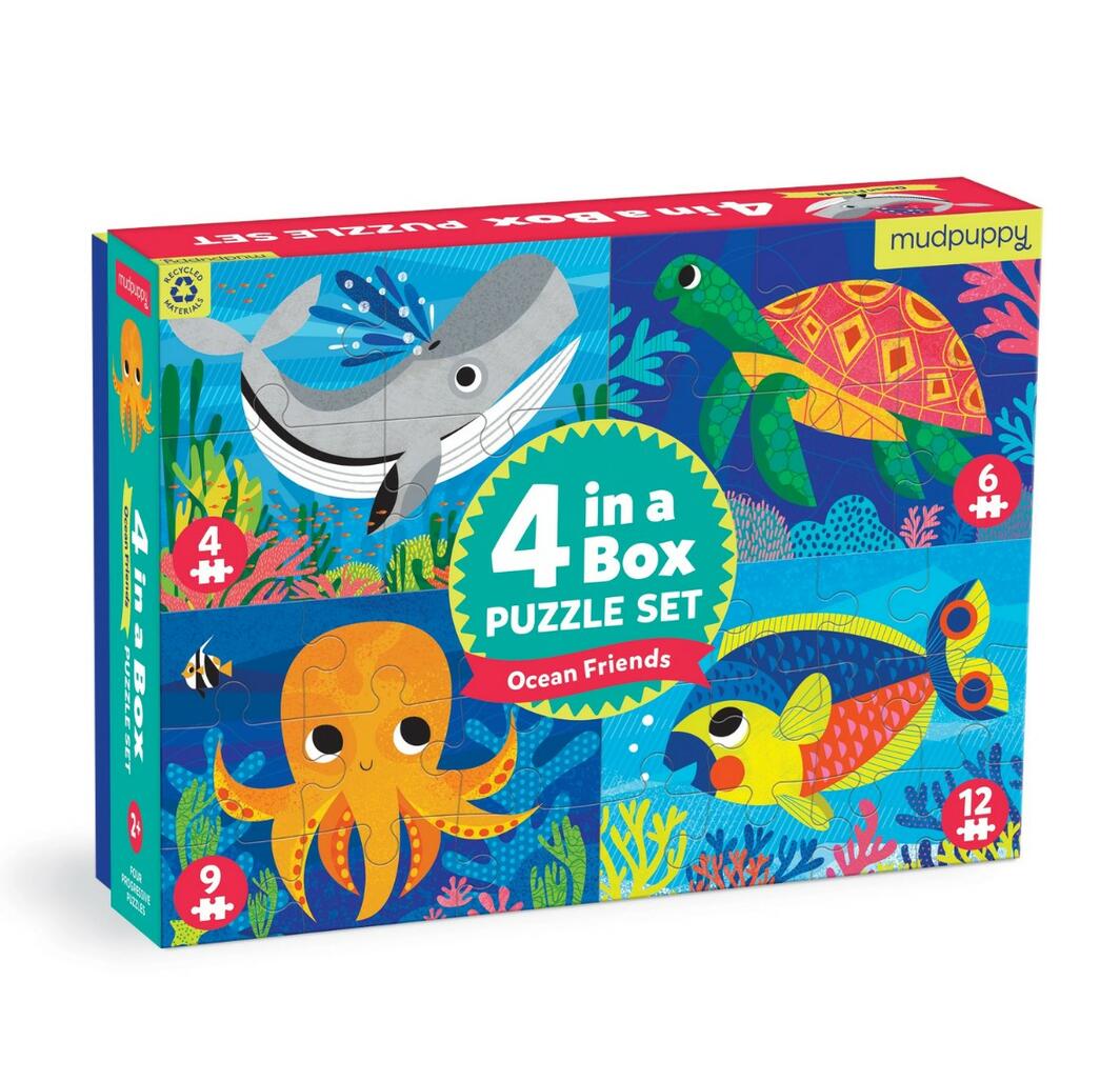 Mud Puppy | 4 In A Box Puzzle Set - Ocean Friends