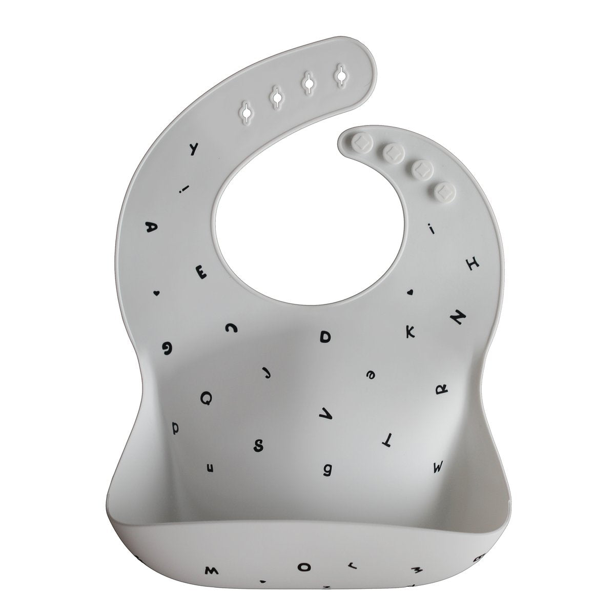 Mushie | Silicone Baby Bib - Letters White