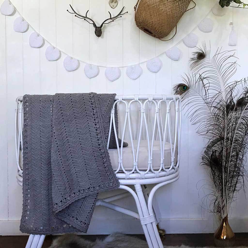 O.B Design | Crocheted Baby Blanket - Grey