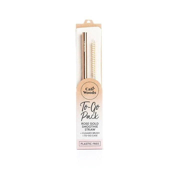 Caliwoods | To Go Single Smoothie Straw & Brush - Rose Gold