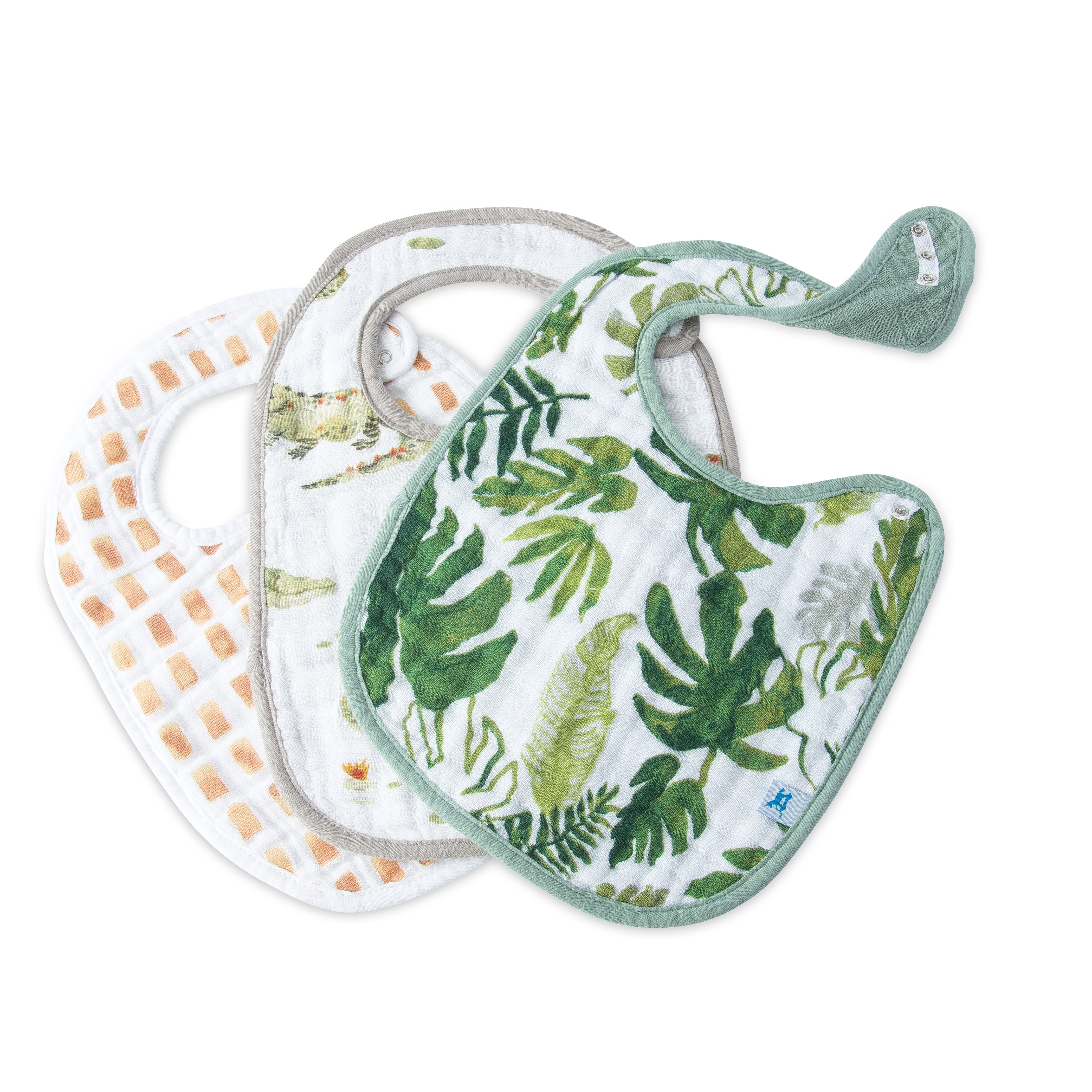 Little Unicorn | 3pk Classic Bib - Tropical Leaf