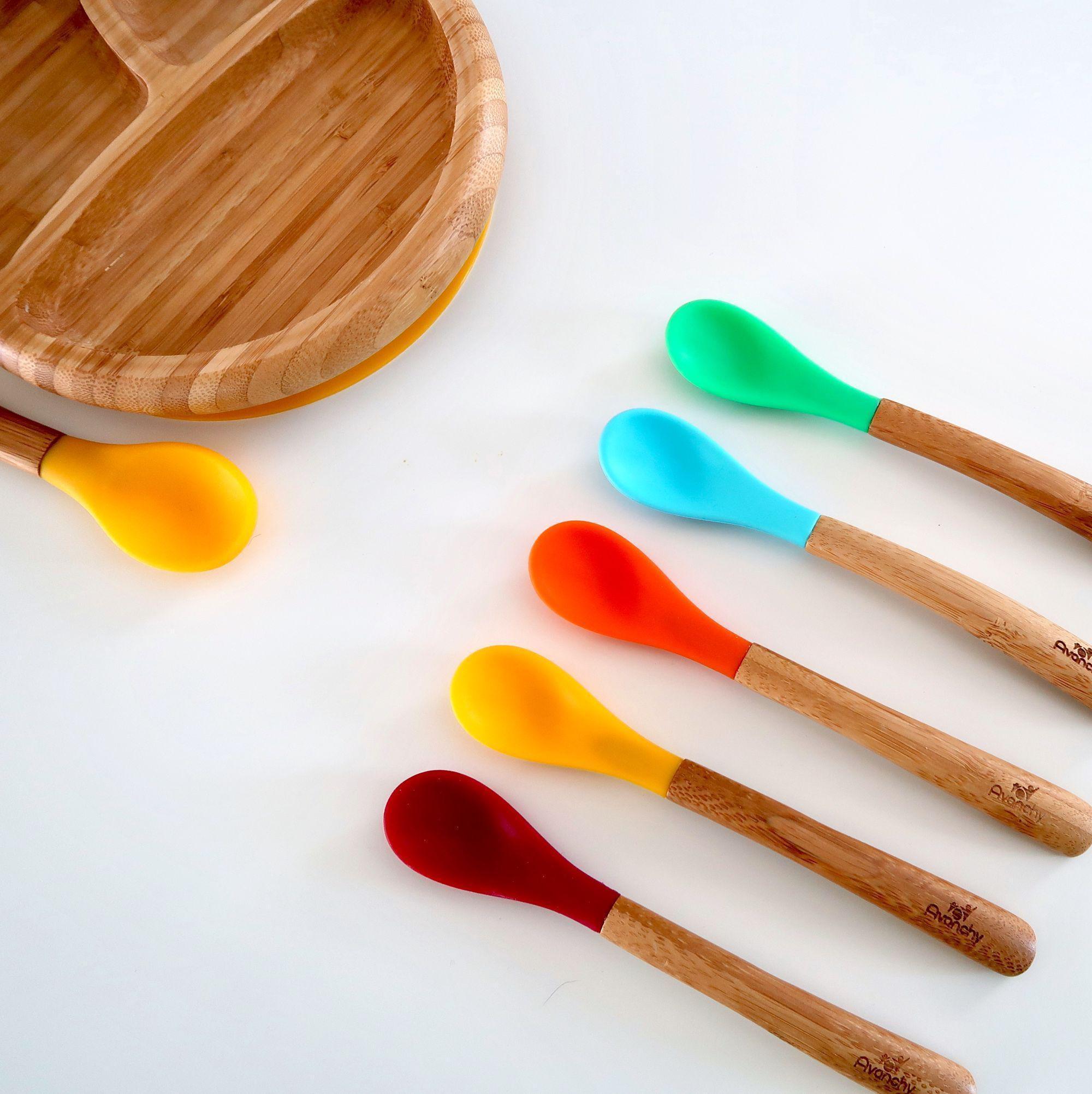 Avanchy | Bamboo & Silicone Infant Spoon | 5 pack