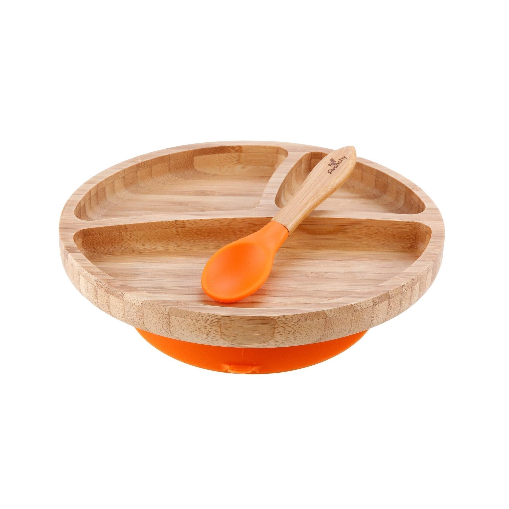 Avanchy | Bamboo Suction Divided Toddler Plate & Spoon