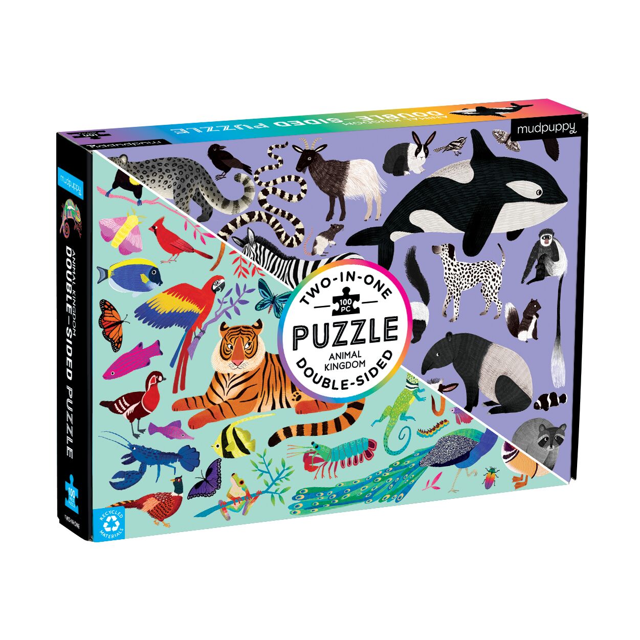 Mud Puppy | Double Sided Puzzle 100pc - Animal Kingdom