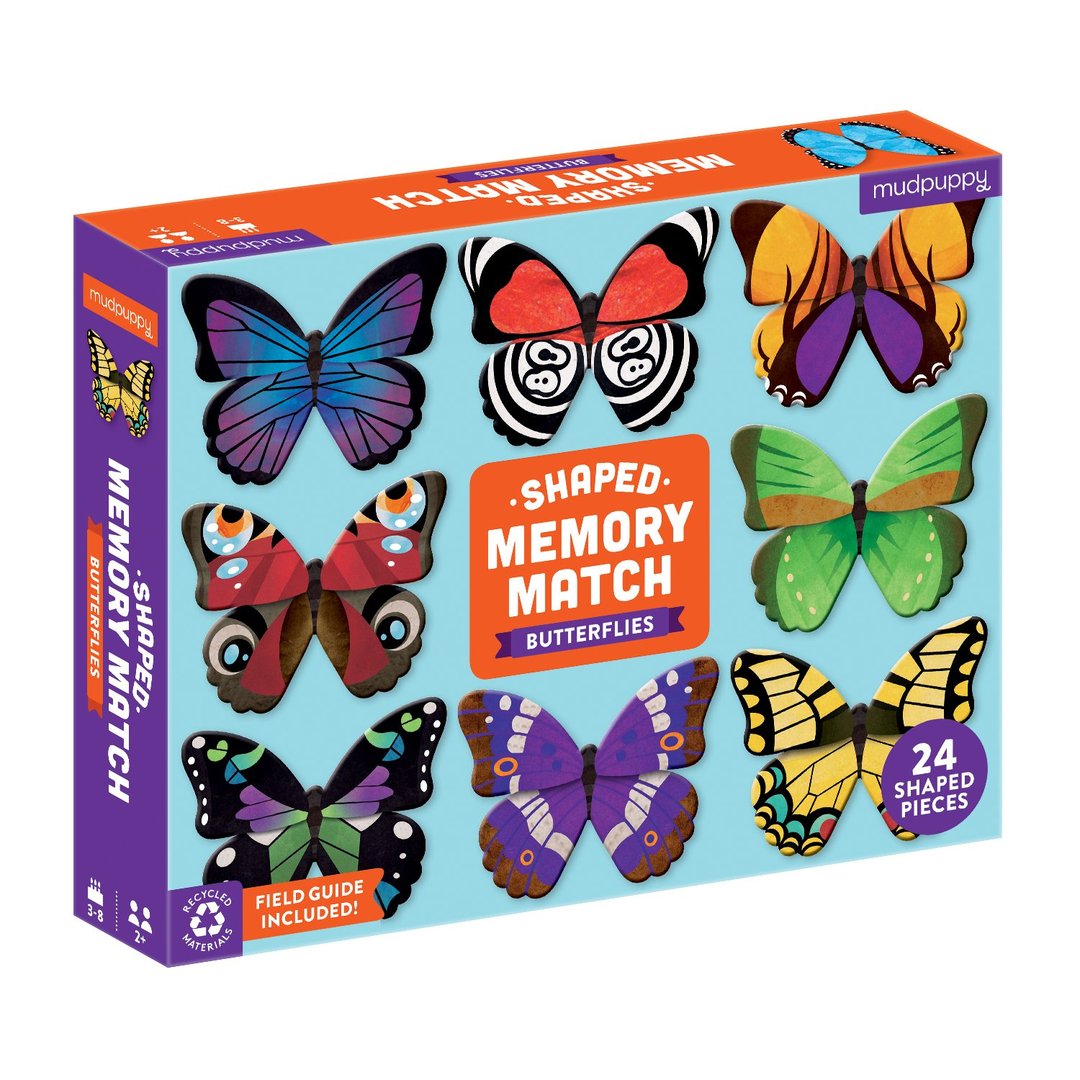 Mud Puppy | Shaped Memory Match - Butterflies