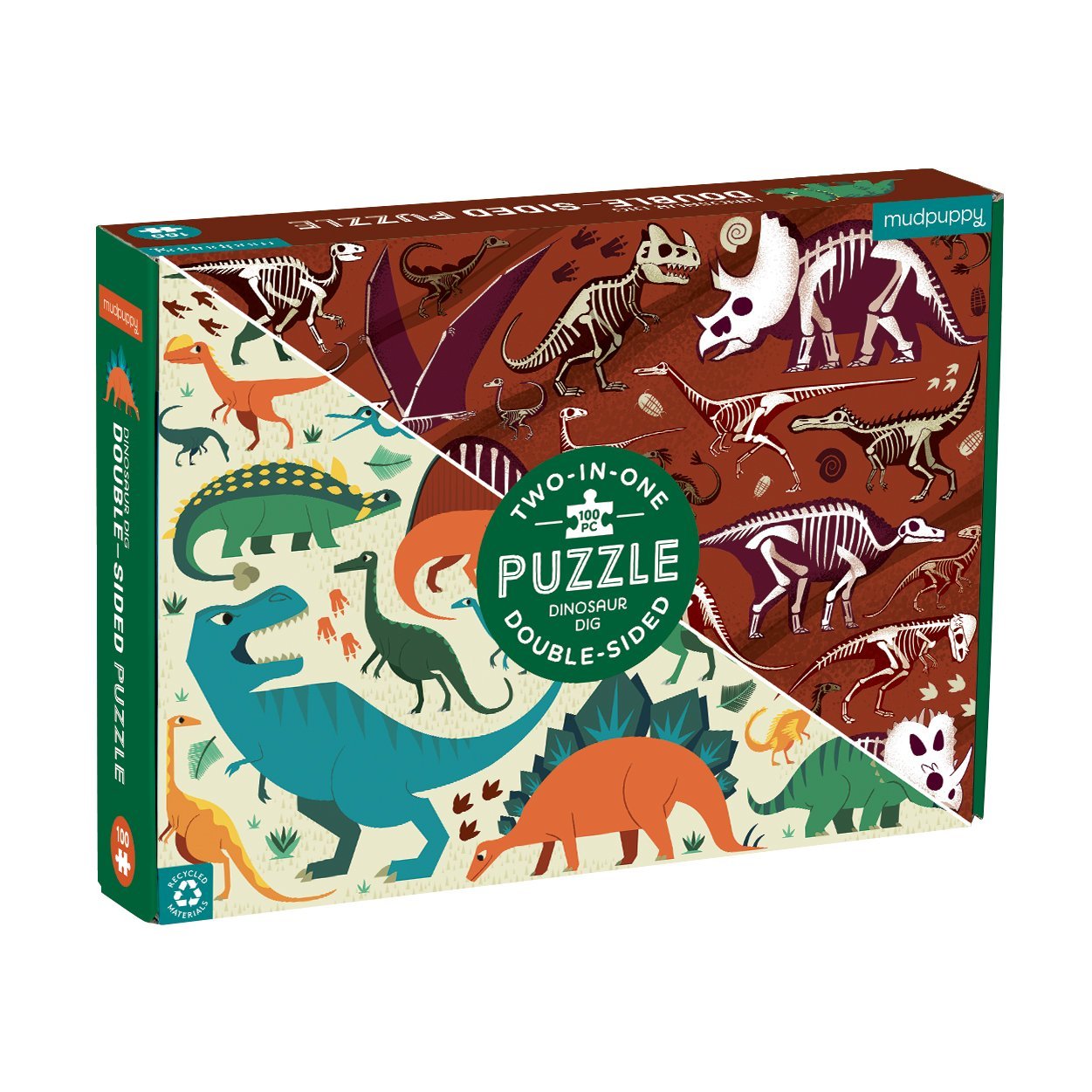 Mud Puppy | Double Sided Puzzle 100pc - Dinosaur Dig