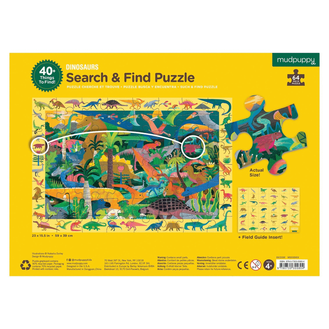 Mud Puppy | Search & Find Puzzle 64pc - Dinosaurs