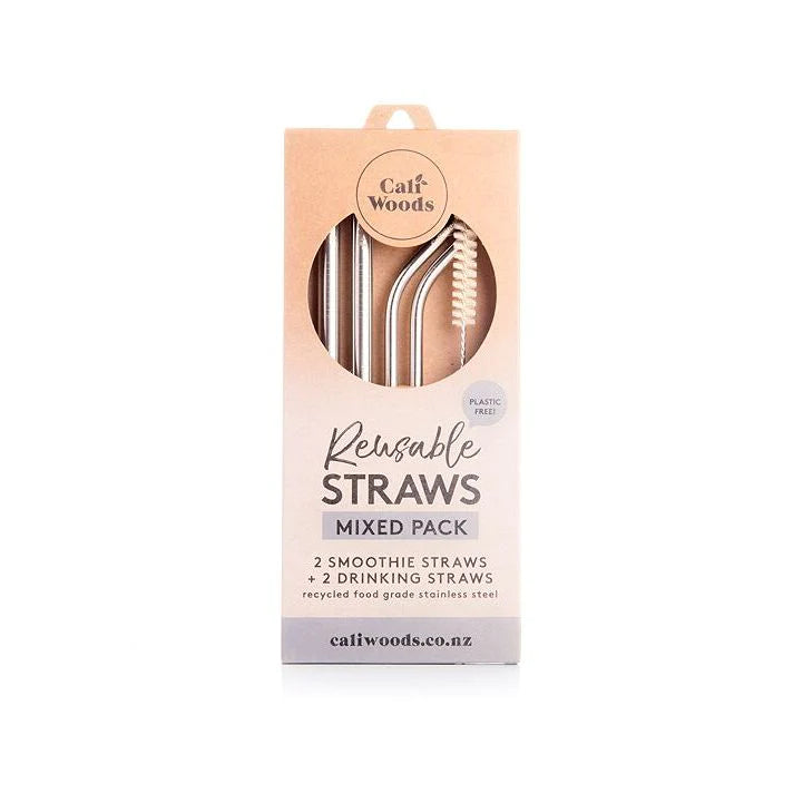 Caliwoods | Mixed Pack Straws 4pk + Cleaning Brush